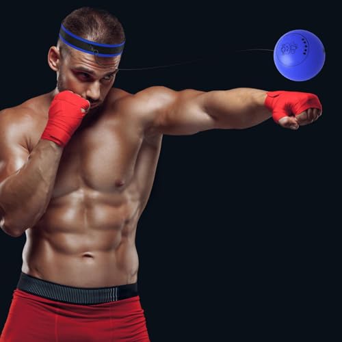Reflex Ball Headband Multifunctional Fun Effective Reaction Training | Kids Beginners Punching Headband for Professionals Enthusiasts Beginners Amateurs Lovers Families Friends - color: Blue ball