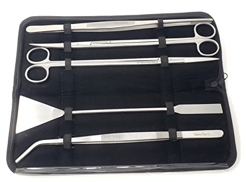 A2Z-Aquascaping Maintenance Tools Accessories,Anti-Rust Stainless Steel Tweezers Scissors Spatula for Aquarium Tank Clean, Fish Tank, Bonsai, Algae Scrapers (Set of 5 Pcs in A Case) - size: Set of 5 Pcs in A Case