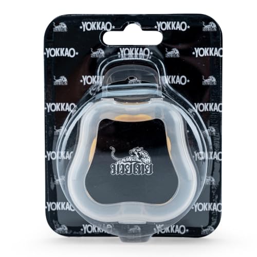 YOKKAO Muay Thai Boxing Mouth Guard – Boil and Bite Mouthguard with case for All Contact Sports, Easy Breathing Mouthpiece for Adults - Yellow - color: Yellow