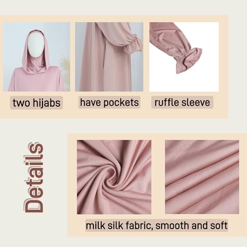 Muslim Hoodie Abaya Islamic Prayer Jilbab Maxi Robe with Inner Cap | Two-layer Cap, Prayer Abaya, Large Style - color: Taro Color