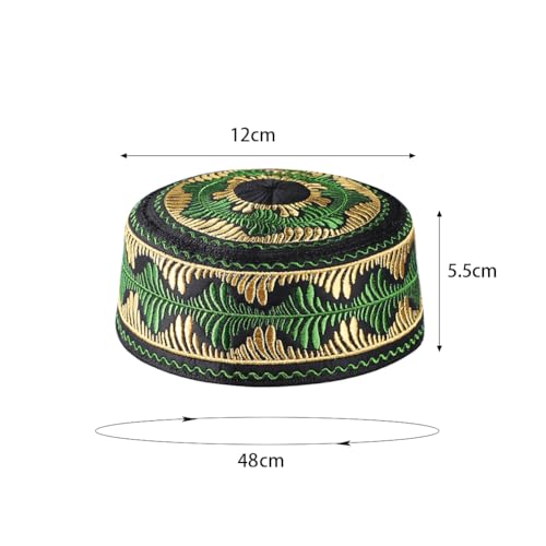 Kids Boys Muslim Prayer Kufi Hat Islamic Prayer Cap Embroidered Prayer Headwear Cap Praying Skull Cap Topi Ramadan Eid Hat - color: Black-small