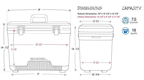 Engel 30qt Live Bait Cooler Box with 2nd Gen 2-Speed Portable Aerator Pump and 4 x Fishing Rod Holder Attachments. Fishing Bait Station and Minnow Bucket in LBC30-RH in White