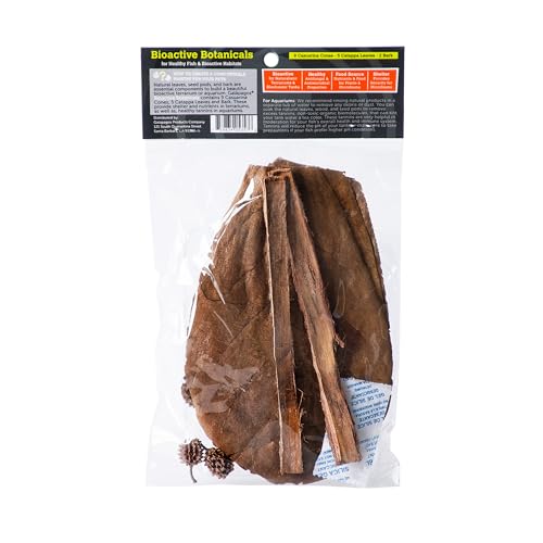 Galapagos (05357) Natural Bioactive Botanicals – 9 Casuarina Cones, 5 Catappa Leaves, and 2 Almond Bark - Functional Aquarium Decor for Betta Fish, Hermit Crab, Shrimp Tanks & Blackwater Aquariums