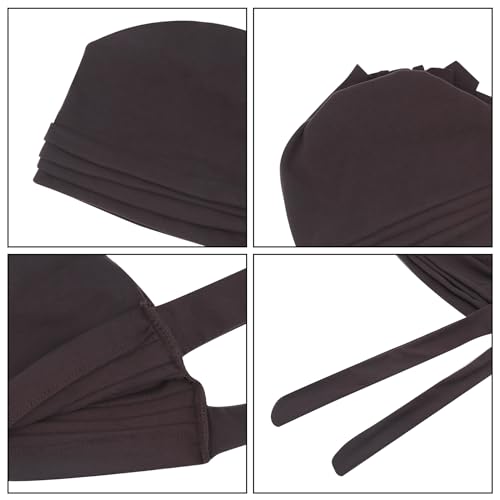 Suillty Women's Pre-Tied Muslim Hijab Bonnet Pleated Ruffle Turban Chemo Cap Underscarf Islamic Headwear - color: Coffee