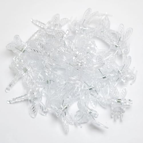 50PCS Plastic Plant Orchid Clips Dragonfly Clear Vine Holding Clips Gardening Styling Support Clips Garden Plant Support Clips for Orchids Tomatoes Cucumbers Flowers Vine Clips