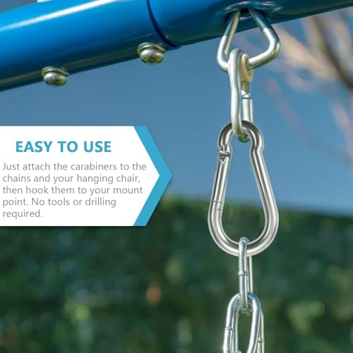 Heavy Duty Stainless Steel Chain, Hanging Safety Link Chain Fitness Chain Weight Lifting Chains with Carabiners for Home Gym Hammock Swing Hanging Chair Punching Bags - color: 1 Stainless Steel Chain + 2 Carabiners
