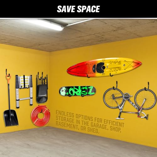 Heavy Duty Garage Storage Hooks, 12-piece Bike Hooks for Garage Wall, Utility Garage Hooks, Wall Mount J Hook for Hanging, Large Metal Storage Organizer Tool, Extension Cord Hanger - style: 12-Piece Black