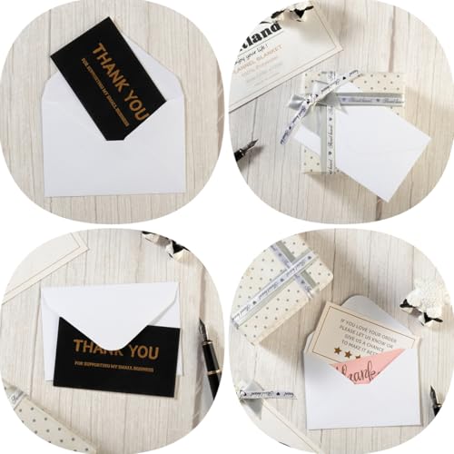 100 Pack Mini Envelopes with Blank Note Cards, White | 4 x 2.7 Inches, Self-Adhesive, Small Business Card Size - color: White-White