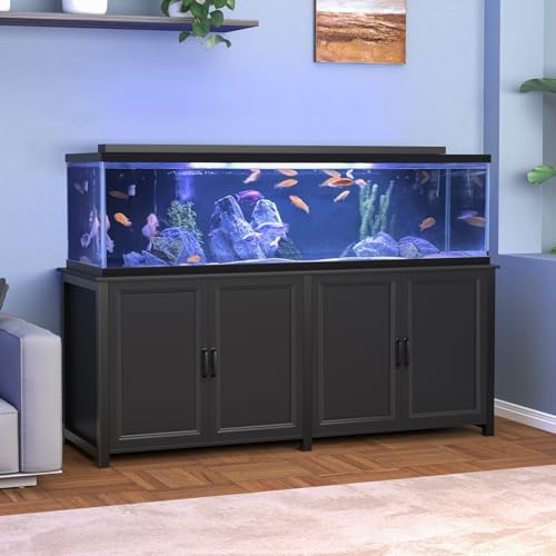 GDLF 180-200 Gallon Large Fish Tank Stand,Furniture-Style Aquarium Stand | 72"x24" Top Supports 2200 lbs, Enclosed Storage for Sump Systems & Accessories, 8-Outlet Power Strip, EVA Mat Protection - size: 180-200 Gallon