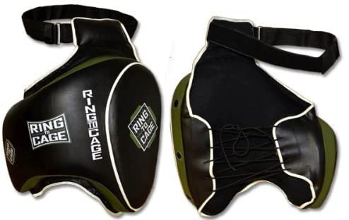 Deluxe Muay Thai Thigh Guard - color: Black/Marine Green