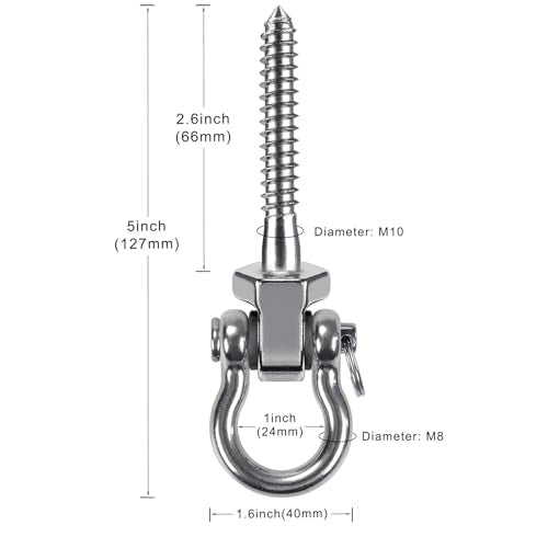 BeneLabel Heavy Duty Swing Hangers with Bearings - Set of 2 Stainless Steel 304 Screw Brackets for Hanging Chairs, Swings, Hammocks, Punching Bag - Indoor & Outdoor Use - 1500LB Capacity - color: 2 pack - 2.6"