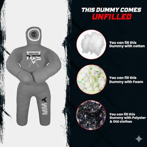 PGS Grappling Dummy Kids BJJ Wrestling Dummy Punching Bag Submission MMA Brazilian Jiu Jitsu Judo Karate Throwing Boxing Dummy Dummies for Practice UNFILLED - color: GREY, size: 40"(100 CM)