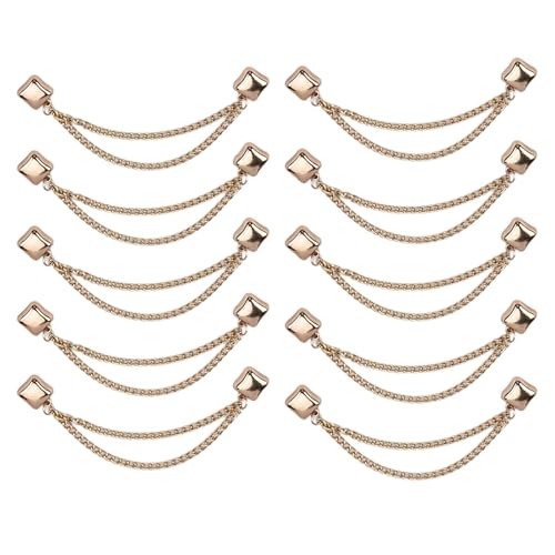Hijab Magnets with Chain,10X Pinless Brooch Clothes Hijab Pins - Multi-Purpose Powerful Magnetic Buttons for Women - color: Gold
