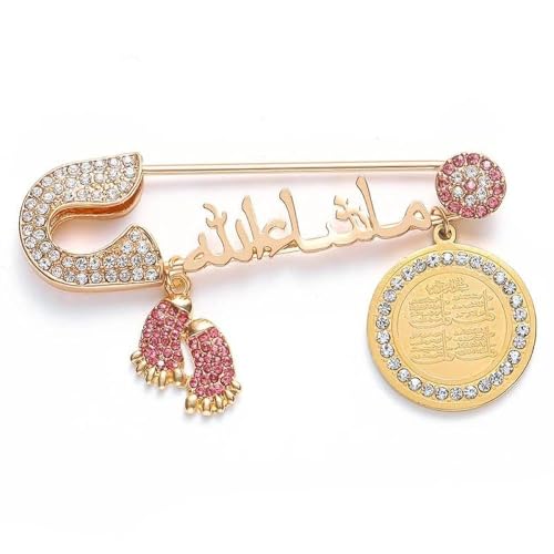 Islamic Quran Devil Footprint Pattern Pin Pendant Brooch, Banquet Classic Party Evening Dress Fashion Religious Prayer Amulet Jewelry Gift