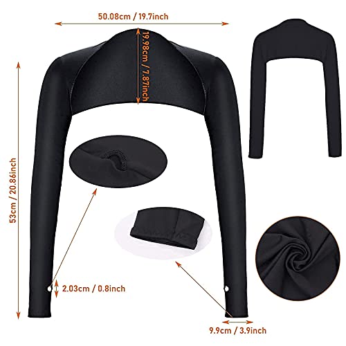 Aster Cooling Shawl Arm Sleeve with Finger Hole Sun Protection Cooler Shrug Arms Wrap 2-piece - color: White and Black