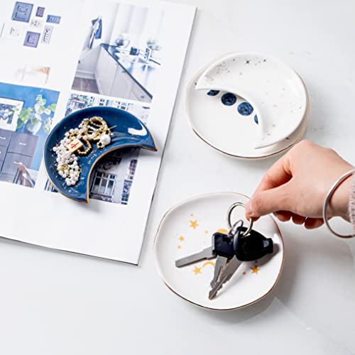 Ceramic Moon Jewelry Dish Tray Ring Holder