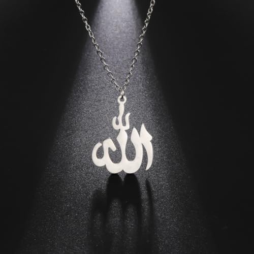 LIKGREAT Allah Necklace Stainless Steel Crescent Moon Allah Pendant Necklace Islamic Muslim Faith Jewelry for Eid Ramadan - style: s1