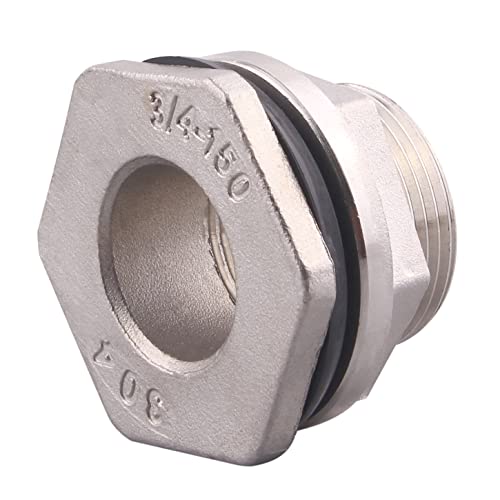 DERNORD 3/4" Female Bulkhead Water Tank Connector Stainless Steel Bulkhead Fittings Pack of 2 - size: 3/4 Inch, style: Pack of 2