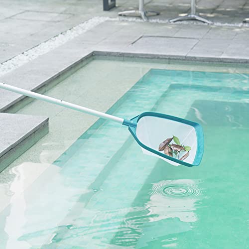 5 Foot Ultra Fine Mesh Pool Spa Leaf Skimmer Rake Net with Adjustable Pole | 3/4" Diameter Aluminum Pole, Nylon Medium Bag, Scoop Tiny Particles for Cleaning Swimming Pools, Hot Tubs, Spas & Fountains - size: Pool Skimmer with Pole