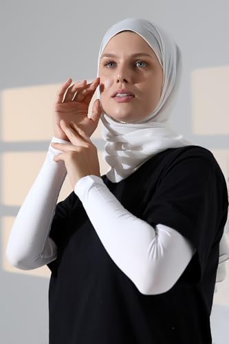 ihvan online, Hijab Sleeves for Women, Muslim Arm Sleeve for Prayer, Women's Soft Stretchy Modest Sleeves to Cover Arms - color: White