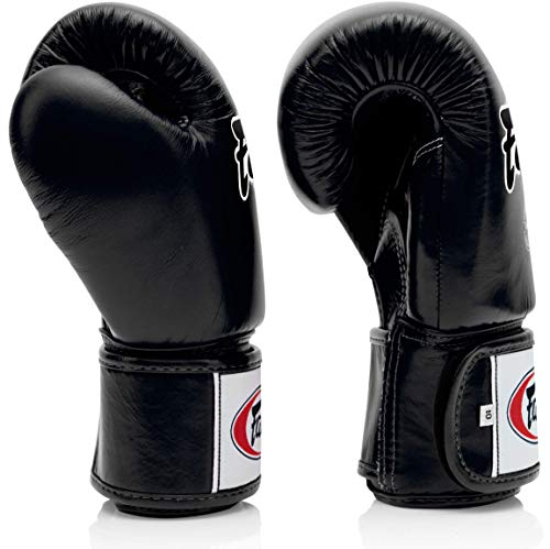 Fairtex BGV1 무에타이 복싱 트레이닝 스파링 장갑 남성, 여성, 아동용 | 프리미엄 품질, 경량 및 충격 흡수 복싱 장갑 - color: 블랙., size: 16온스