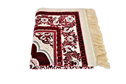 Islamic Prayer Rugs, Muslim, Prayer Rugs for Women, Men and Kids, Hajj Prayer Rugs, Best Ramadan Gifts, Mosque, Soft Prayer Rugs, Premium Quality, Made in Turkey, Turkzar (Red)