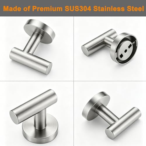 Nolimas Bathroom Towel Hooks SUS 304 Stainless Steel Coat Hook Round Clothes Towel Coat Robe Hook Cabinet Closet Door Sponges Holder for Bath Kitchen Garage Hotel,Wall Mounted, Brushed Nickel, 2Pack - color: 2pcs Brushed Nickel