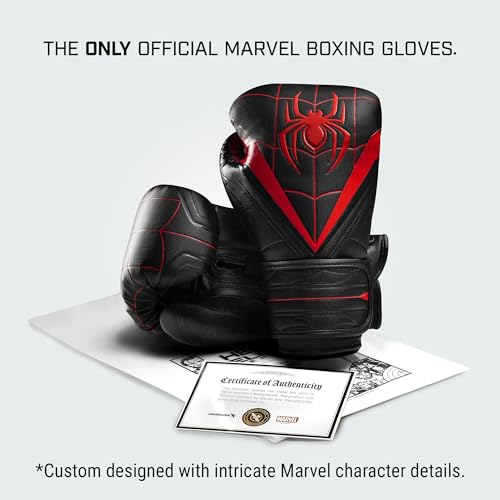 Hayabusa Marvel Hero Elite Boxing Gloves | Sparring and Training, Muay Thai Kickboxing, Fight Ready, Licensed Design, Padded Knuckle, 10oz 12oz 16oz, Men and Women - color: Miles Morales, size: 12oz
