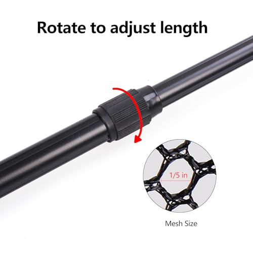RESTCLOUD Fishing Landing Net with Telescoping Pole Handle, Fishing net Freshwater for Kids Men Women, Extend to 40-63 Inches - style: O: Aluminum Handle With Deep Net and Small Mesh, 35.4" Full