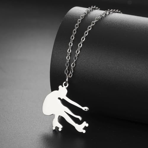 Dreamtimes Ice Skater Necklace Skating Charm Sports Pendant Necklace Ice Skating Sport Pendant Necklace Inspirational Jewelry for Women Skate Lover - color: Silver-2