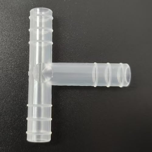 3 Way Tee Connector Equal Barbed T-Fitting 3 Way Hose Barb Adapter for Laboratory Biochemical Analytical Instruments Food Machinery Aquarium Equipment 100pc/pk (6.8mm 1/4'' 6T) - size: 6.8mm 1/4'' 6T