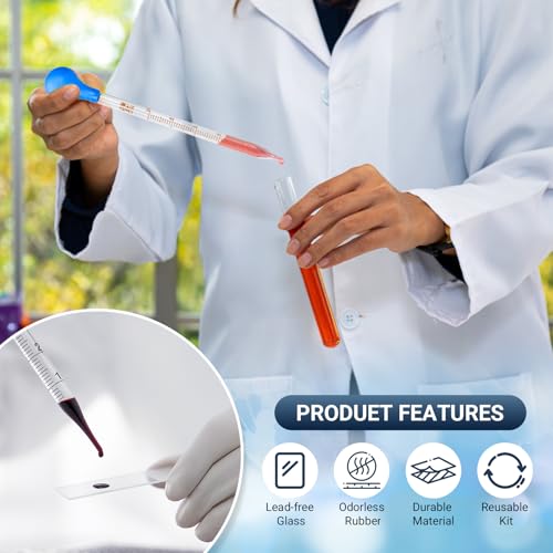 Glass Pipettes Set 2x10ml+5ml Glass Graduated Pipettes Dropper with Big Rubber Cap Dropping Lab Pipette Transfer for Liquid Essential Oil - style: 2x10ml+5ml