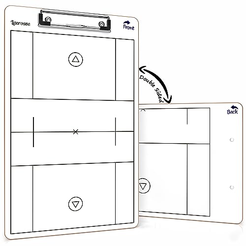 SCRIBBLEDO Lacrosse Dry Erase White Board for Coaches 15x9 Double Sided Coaching Clipboard with Field Diagram Lineup Sheet and Score Tracker for Games and Practice