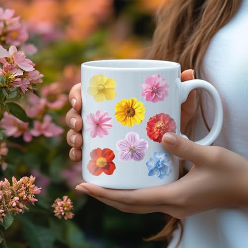 59 Pcs UV DTF Cup Wraps, Flower Printed Transfer Stickers Waterproof Transfer Stickers for Glass Cups Wood Crafts Scrapbooking Journals - style: Floral Print