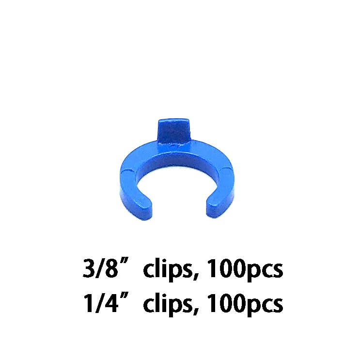 1/4" 3/8" O.D. Tube Fitting Blue Locking Clip Clamps for RO Reverse Osmosis Water Filtration Systems or Other Quick Connect Fitting Replacement Parts Accessory,pack of 200. - size: 1/4" 3/8" 200pcs set
