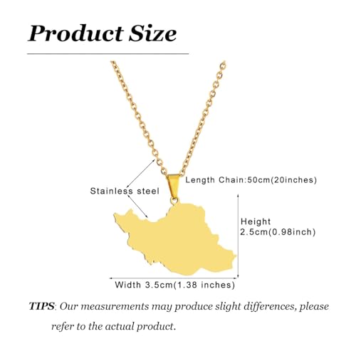 Iran Necklace Iran Map Charm Necklaces Dainty Gold Necklaces for Women Silver Jewelry Gifts for Women - color: A3:Iran Map Necklace