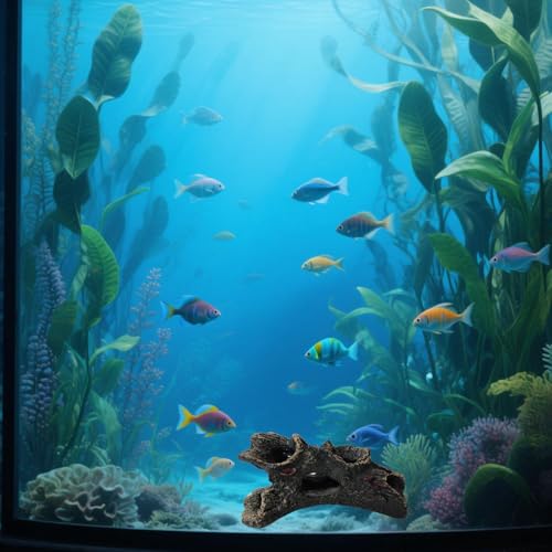 Decaying Trunk Aquarium Decoration, Betta Fish Driftwood Ornament, Small Resin Fish Tank Wood Cave Hideout Decor with Holes, Hollow Log Tree Trunk Freshwater Decors (2 Pack)