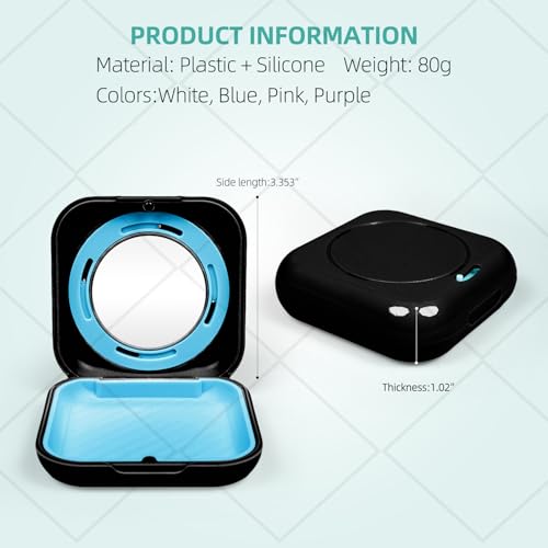 Retainer Case with Magnetic Closure & Vent Holes, Portable Aligner Case for Invisalign, Travel Retainer Holder (Square:Black)