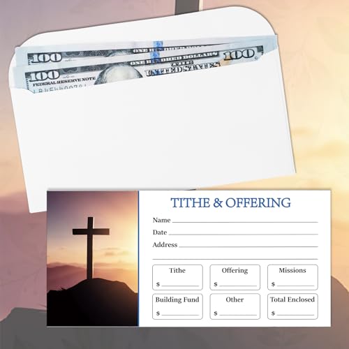Eaasty 200 Pieces Church Offering Envelopes My Offering Bill Size Envelope Church Tithe Envelopes for Donations, Religious Occasions (Cross Style) - style: Cross Style