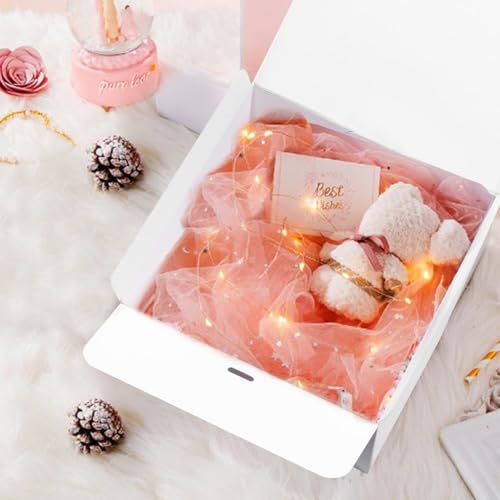 WLUSEAXI 12pack Gift Boxes with Lids,White Gift Boxes Bulk with Gold Bow Ribbon,Bridesmaid Proposal Box for Presents Kraft Paper for Wedding,Christmas,Halloween,Baby Shower - color: White