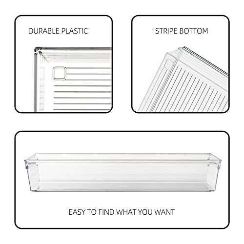 Clear Plastic Drawer Organizer Tray for Vanity Cabinet (9"×6"×2" Set of 4) For Office Bathroom Makeup Drawers - size: 9 in x 6 in x 2 in