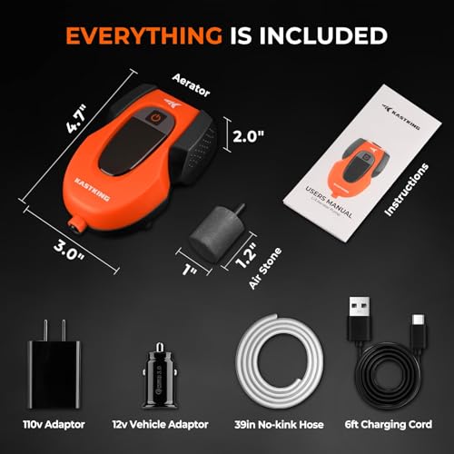 KastKing Li3 Rechargeable Live Bait Aerator, Lithium-Ion Battery, LCD Runtime Display, Large Aeration Stone, Aerator for Fish and Bait Buckets