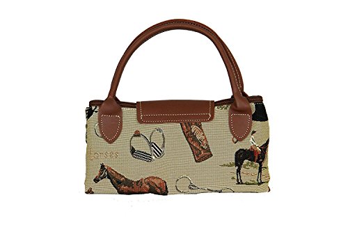 Signare Tapestry Foldable Tote Bag Reusable Shopping Bag Grocery Bag - color: Horse