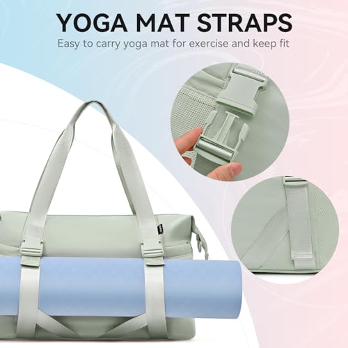 MAXTOP Women's Gym Yoga Duffle Bag with Shoe Pouch,Multi-Purpose Overnight Travel Bag for Gym,Work, Dance, Sports - color: Green