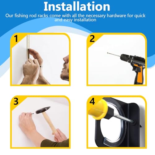 Fishing Rod Rack Pole Wall or Ceiling Storage Holder Hook Keeper Display Hanger Organizer Mount for Garage, Cabin Storeroom Porch and Basement Poles Holds 12 Rods Heavy Duty Metal safe - style: Store 12 Rods