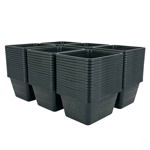 16 Pcs 9 Inch Square Aquatic Plant Baskets for Hydroponics Water Garden Plant Pots Black Plastic Mesh Basket Plastic Mesh Pond Containers for Live Aquarium Plants - style: 9" Square-16 PCS
