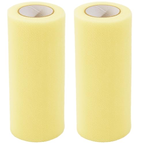 GORGECRAFT 150 Feet 2 Rolls Fishing Spawn Net 6 Inch Wide Yellow Polyester Soft Sac Netting Sack Tulle Mesh Catfish Bait Holder Accessories for Roe Bags Fishing Equipment Skirt Making - color: Yellow