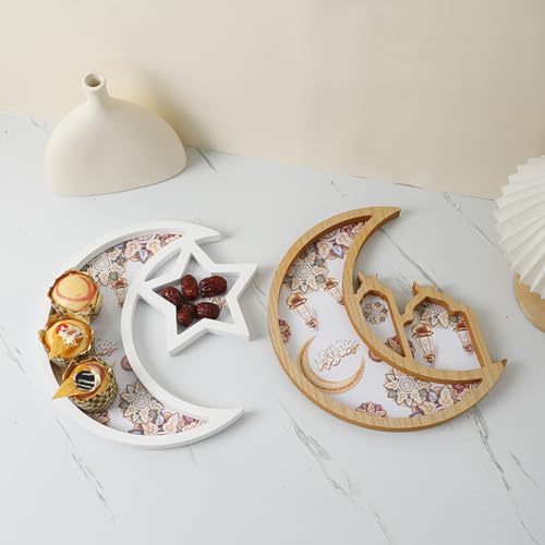 Ramadan Wood Tray, Ramadan Kareen Moon Star Tray Eid Mubarak Party Serving