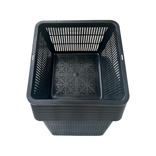 8 Pcs 9 Inch Pond Plant Baskets for Plants Hydroponics Net Pots Water Garden Plant Pots Black Plastic Pond Basket Square Plastic Mesh Pond Containers for Live Aquarium Plants - style: 9" Square-8 PCS