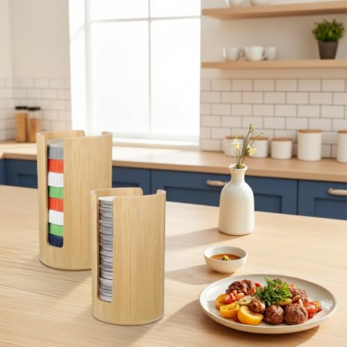 2Pcs Mason Jar Lid Organizer, Bamboo Vertical Storage Holder | Mason Jar Accessories, Bamboo Storage Holder, for Home Kitchen Organization, & Tumbler Lids, Wide Mouth - size: Wide Mouth